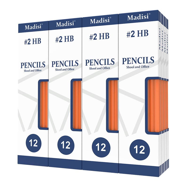 Madisi Wood-Cased #2 HB Pencils, Yellow, Pre-sharpened, 16 Packs of 12-Count, 192 pencils in box - Image 1